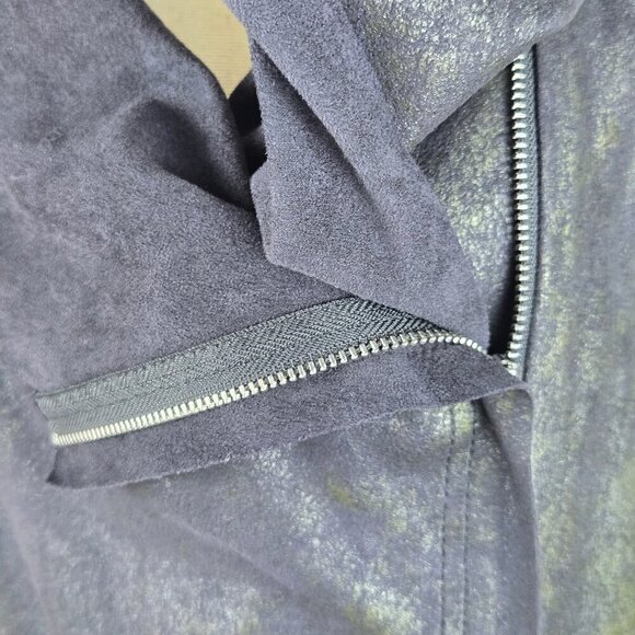 Calvin Klein Size Medium Black Metallic Long Line Vest Asymmetic Zip Sleeveless - Picture 4 of 15